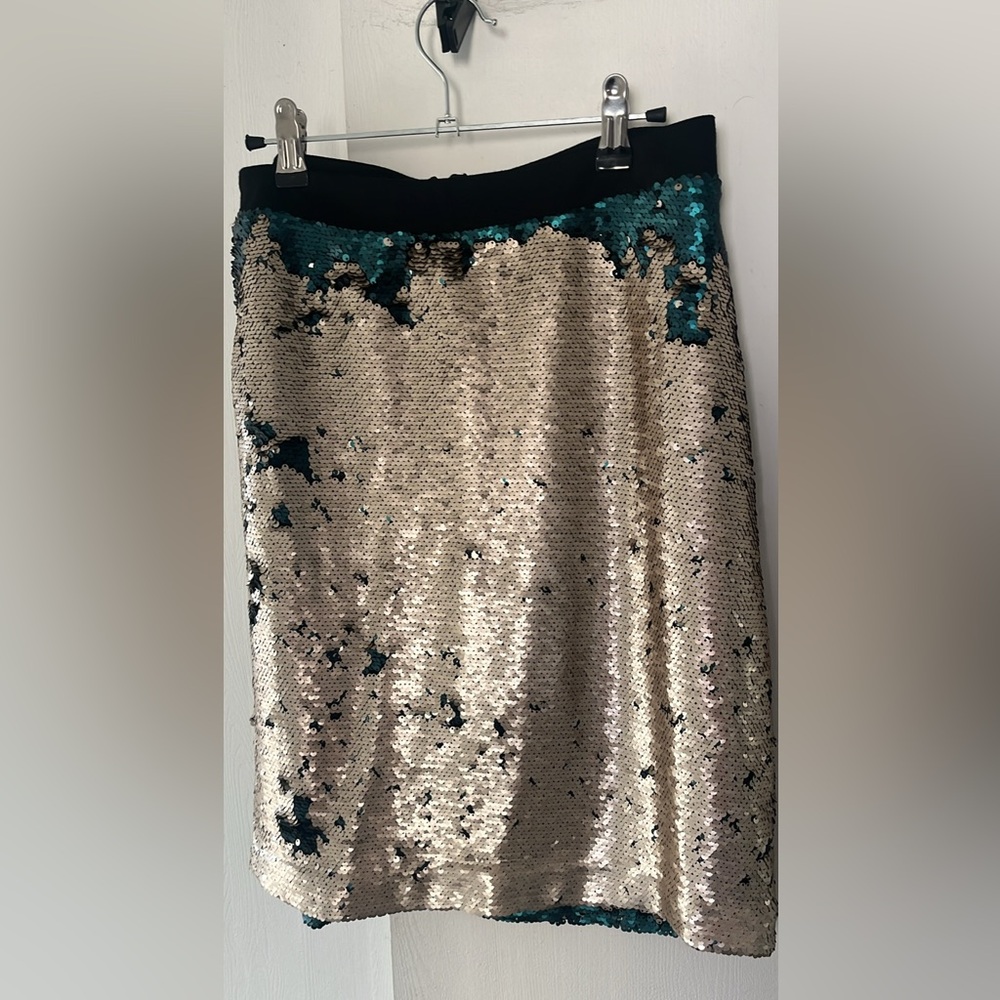 mark. Gold and Turquoise Sequin Pencil Skirt